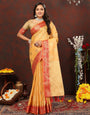 Hypnotic Yellow Cotton Silk Saree With Devastating Blouse Piece