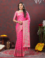 Ephemeral Dark Pink Soft Banarasi Silk Saree With Glorious Blouse Piece