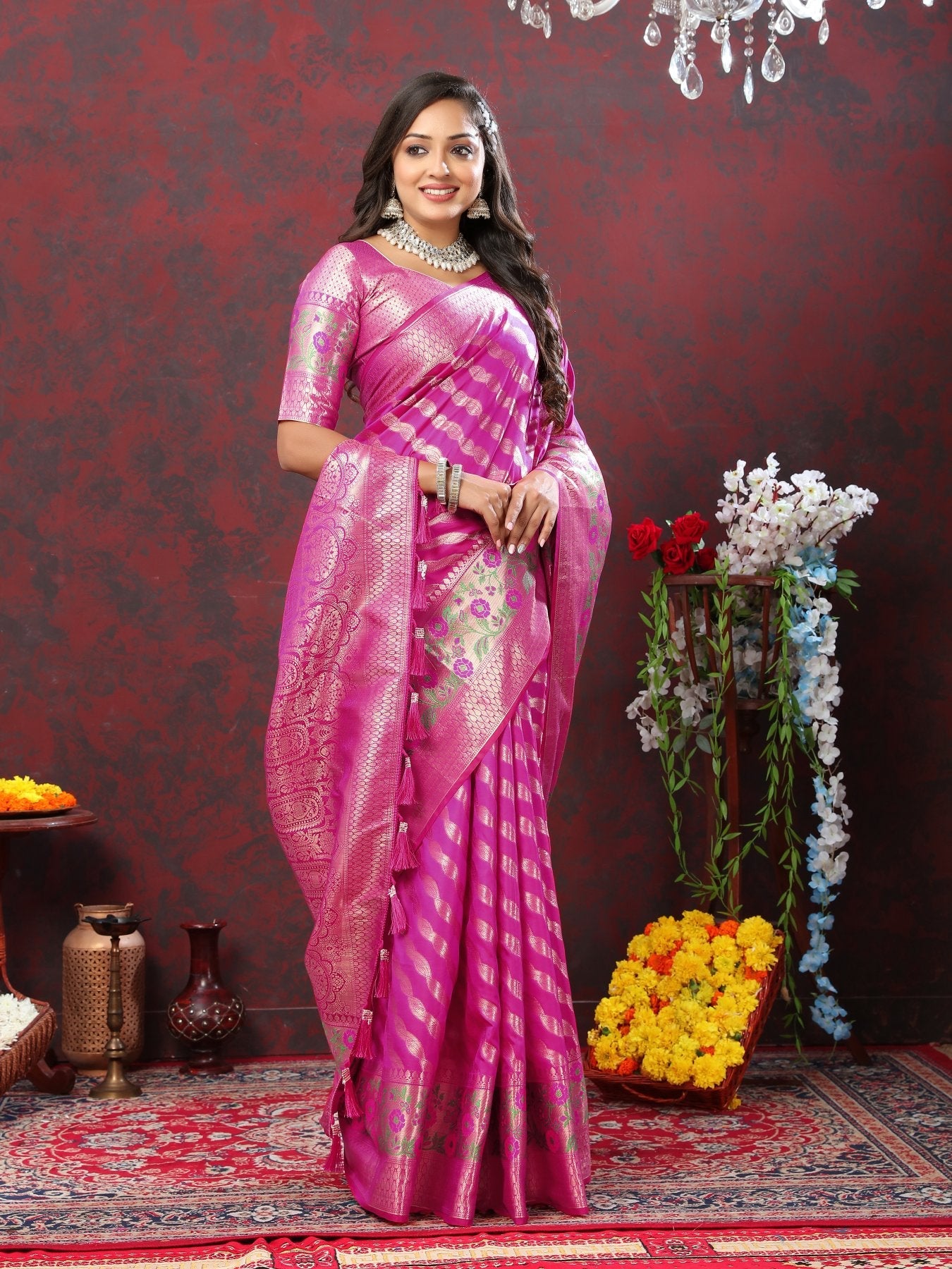 Grandiose Purple Soft Banarasi Silk Saree With Lagniappe Blouse Piece