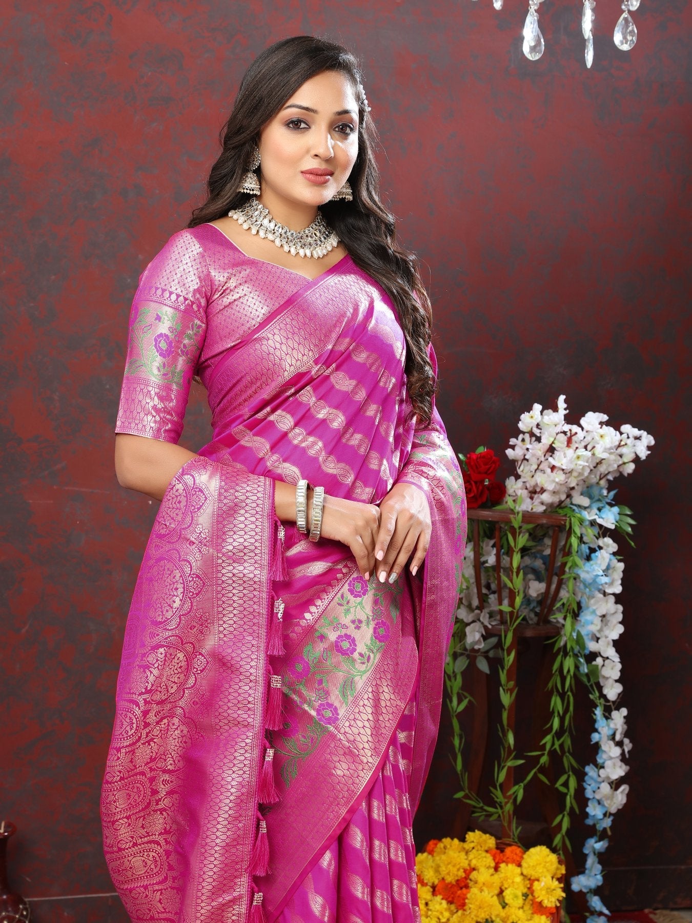 Grandiose Purple Soft Banarasi Silk Saree With Lagniappe Blouse Piece