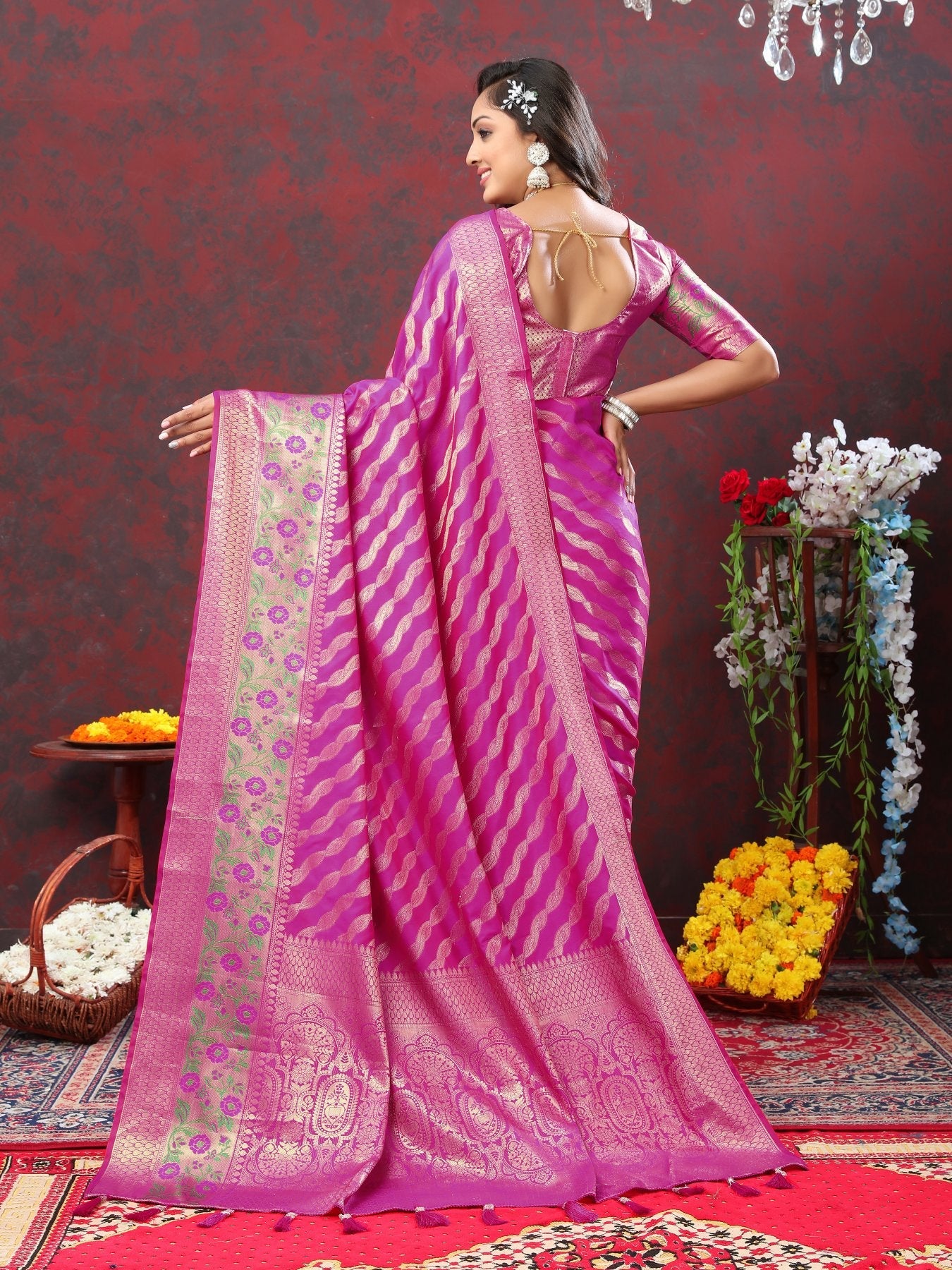 Grandiose Purple Soft Banarasi Silk Saree With Lagniappe Blouse Piece