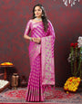 Grandiose Purple Soft Banarasi Silk Saree With Lagniappe Blouse Piece