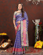 Embrocation Royal Blue Soft Banarasi Silk Saree With Fancifull Blouse Piece