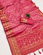 Elision Dark Pink Soft Banarasi Silk Saree With Delightful Blouse Piece