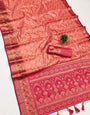 Ethereal Peach Soft Banarasi Silk Saree With Fugacious Blouse Piece