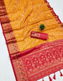 Embellished Yellow Soft Banarasi Silk Saree With Evocative Blouse Piece