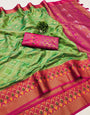 Winsome Green Soft Banarasi Silk Saree With Evanescent Blouse Piece