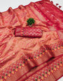 Beguiling Peach Soft Banarasi Silk Saree With Epiphany Blouse Piece