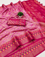 Inimitable Pink Soft Banarasi Silk Saree With Ephemeral Blouse Piece