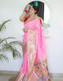 Seraphic Baby Pink Paithani Silk Saree With Eloquence Blouse Piece