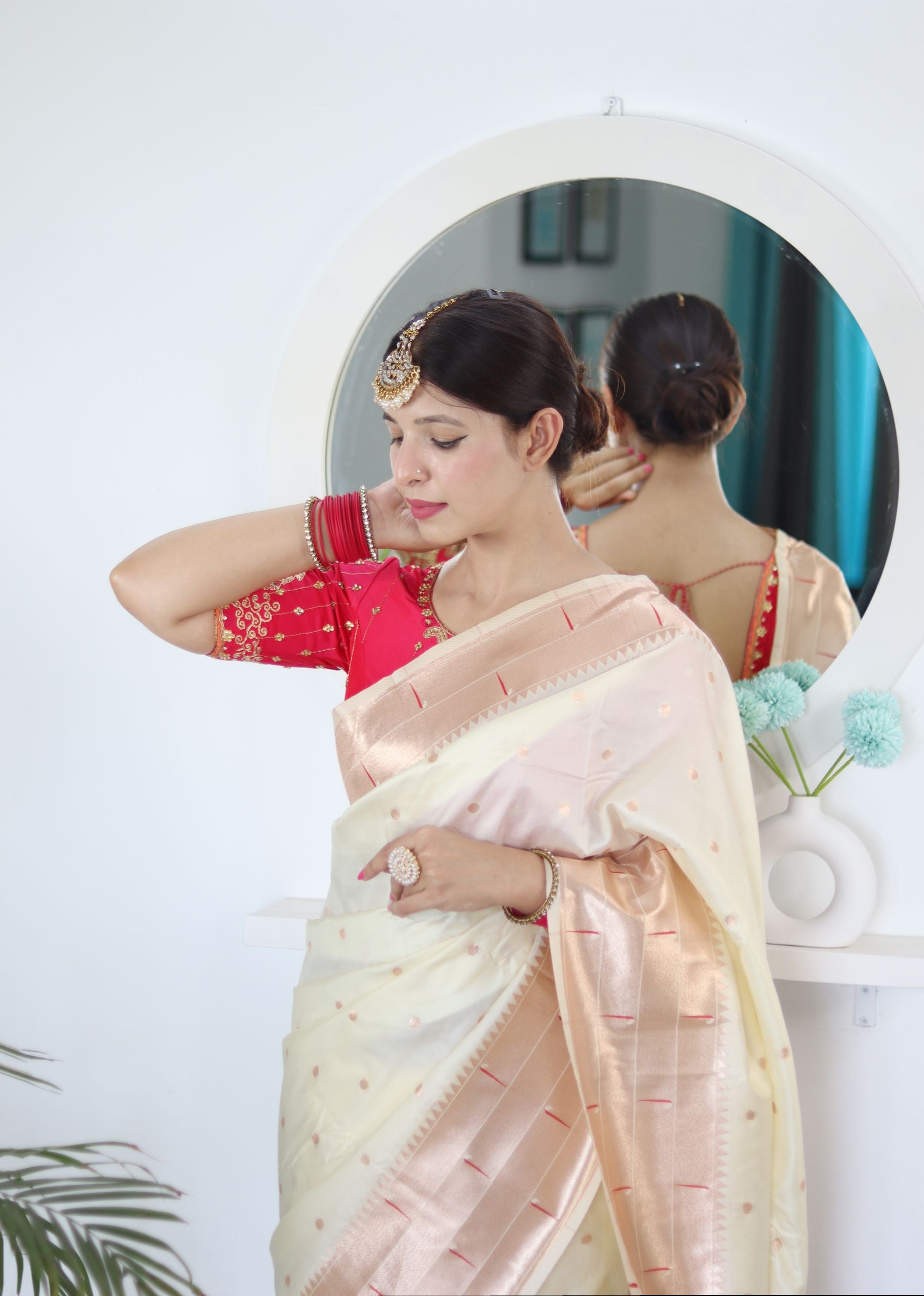 Breathtaking Beige Paithani Silk Saree With Susurrous Blouse Piece