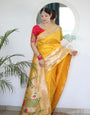 Jazzy Yellow Paithani Silk Saree With Scintilla Blouse Piece