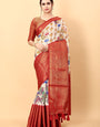 Demanding Beige Kalamkari Printed Saree With Panoply Blouse Piece