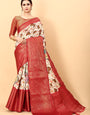 Eye-catching Beige Kalamkari Printed Saree With Murmurous Blouse Piece