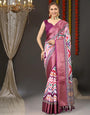 Desultory Purple Digital Printed Soft Silk Saree With Prominent Blouse Piece