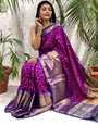 Snazzy Purple Banarasi Silk Saree With Opulent Blouse Piece