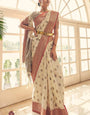 Majestic Beige Banarasi Silk Saree With Super extravagant Blouse Piece