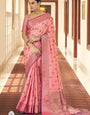 Enigmatic Pink Banarasi Silk Saree With Super classy Blouse Piece