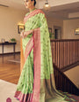 Vivacious Pista Banarasi Silk Saree With Exquisite Blouse Piece