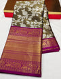 Marvellous Mehndi Kanjivaram Silk With Scrupulous Blouse Piece