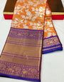 Winsome dreamy Orange Kanjivaram Silk With Ideal Blouse Piece