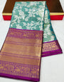 Trendy Rama Kanjivaram Silk With Nebula Blouse Piece