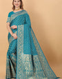 Allure Firozi Banarasi Silk Saree With Excellent Blouse Piece