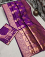 Susurrous Purple Banarasi Silk Saree With Impressive Blouse Piece