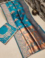 Surreptitious Rama Banarasi Silk Saree With Intricate Blouse Piece