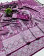 Ratatouille Purple Kanjivaram Silk Saree With Mellifluous Blouse Piece