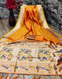 Palimpsest Orange Paithani Silk Saree With Ethereal Blouse Piece