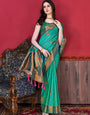 Adoring Rama Soft Banarasi Silk Saree With Winsome Blouse Piece