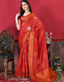 Super classy Red Soft Banarasi Silk Saree With Beguiling Blouse Piece