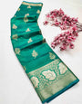 Lissome Rama Organza Silk Saree With Inimitable Blouse Piece