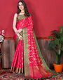 Twirling Dark Pink Banarasi Silk Saree With Zephyr Blouse Piece