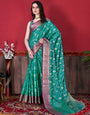 Forbearance Rama Banarasi Silk Saree With Posh Blouse Piece