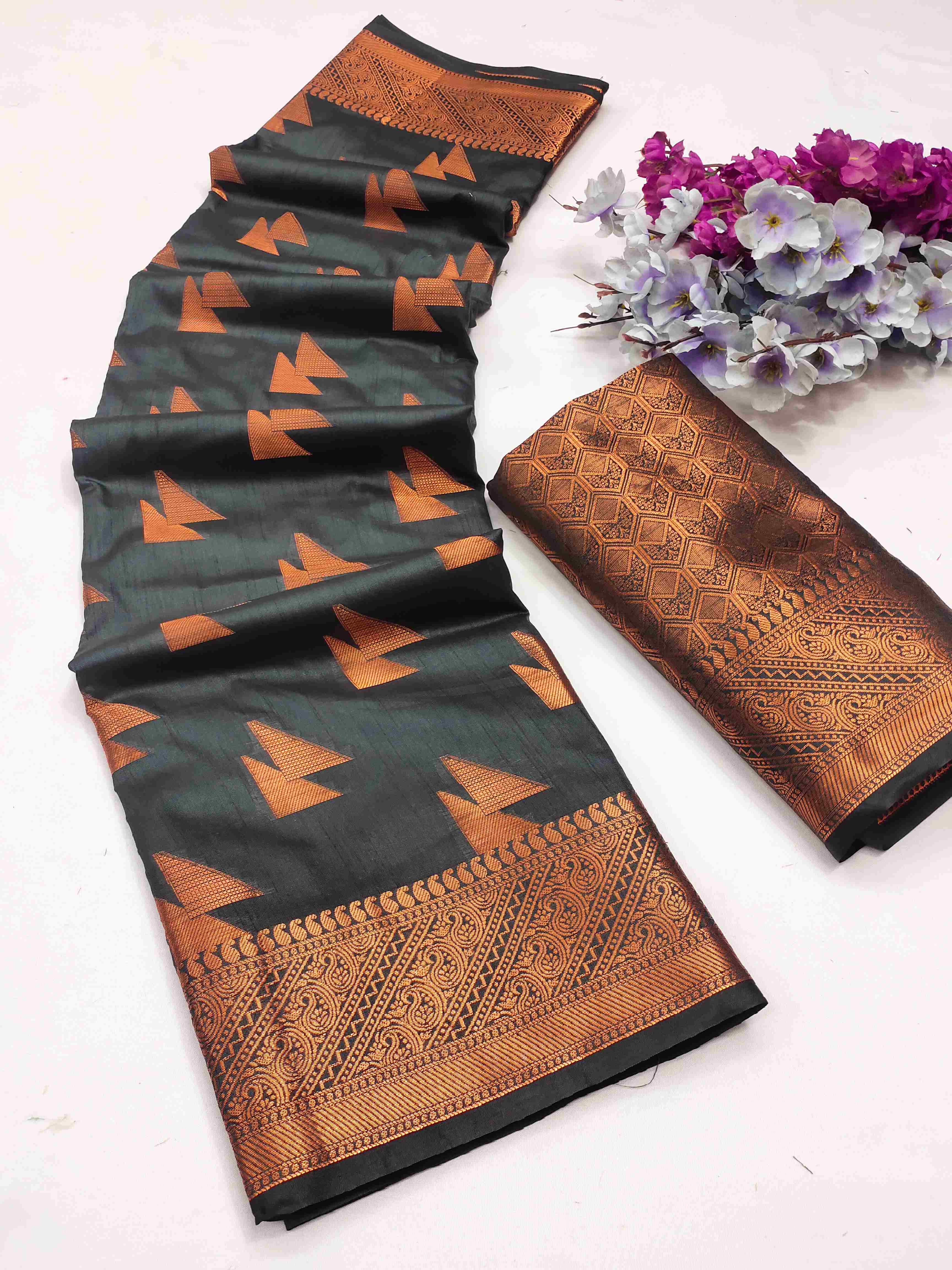 Precious Black Banarasi Silk Saree With Chatoyant Blouse Piece