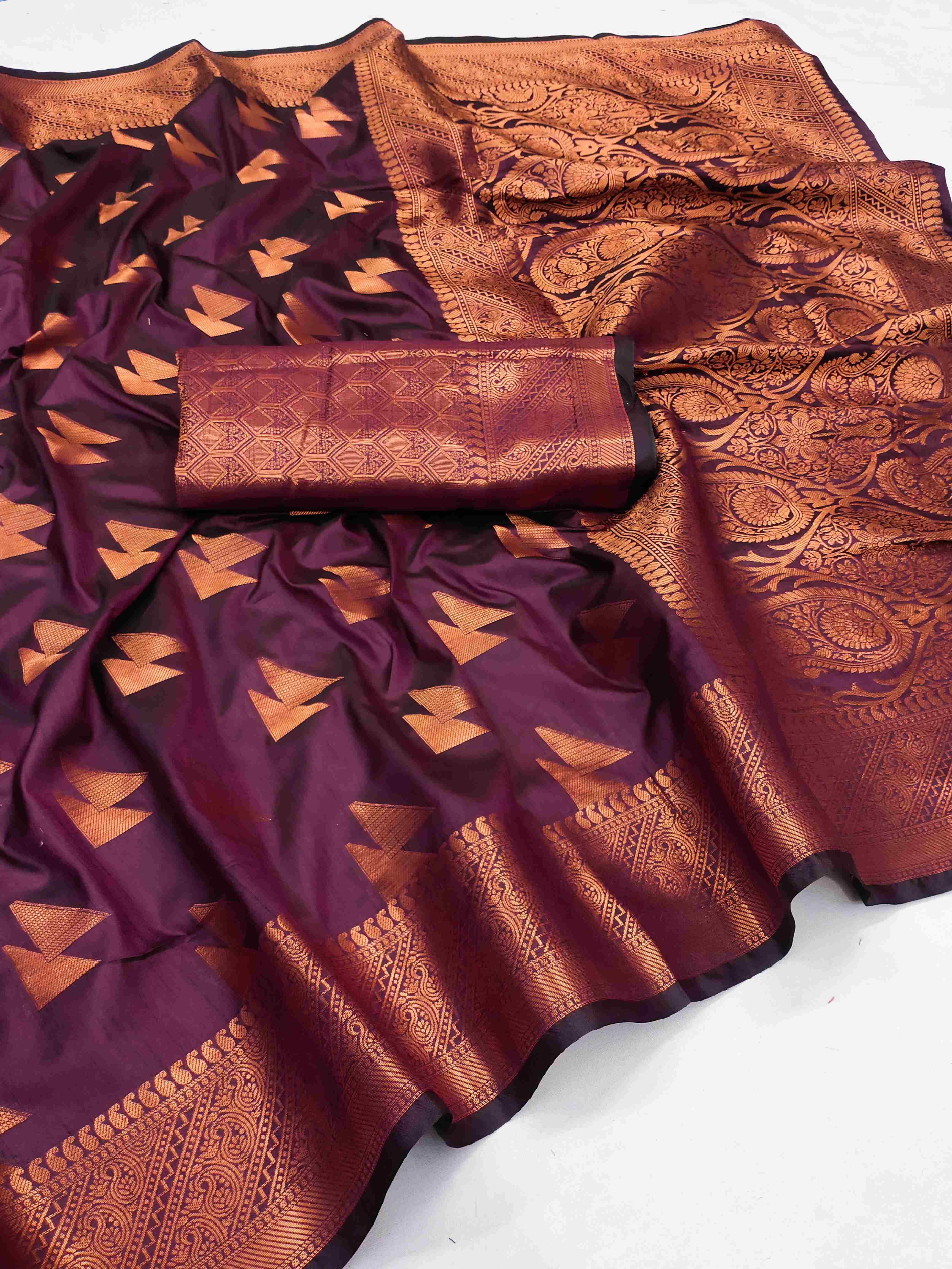 Lovely Purple Banarasi Silk Saree With Cynosure Blouse Piece