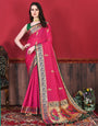 Desirable Dark Pink Paithani Silk Saree With Effulgent Blouse Piece