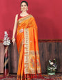 Epiphany Orange Paithani Silk Saree With Resonant Blouse Piece