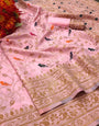 Enticing Pink Soft Banarasi Silk Saree With Scrupulous Blouse Piece