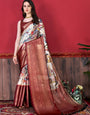 Vibrant Off White Kalamkari Printed Saree With Cynosure Blouse Piece