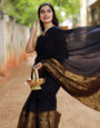 Impressive Black Soft Silk Saree With Nemesis Blouse Piece