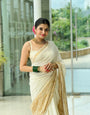 Splendorous White Soft Silk Saree With Tremendous Blouse Piece