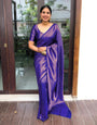 Glittering Blue Soft Silk Saree With Proficient Blouse Piece