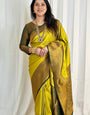 Bucolic Lemon Soft Silk Saree With Surreptitious Blouse Piece