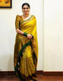 Gorgeous Yellow Soft Silk Saree With Gratifying Blouse Piece