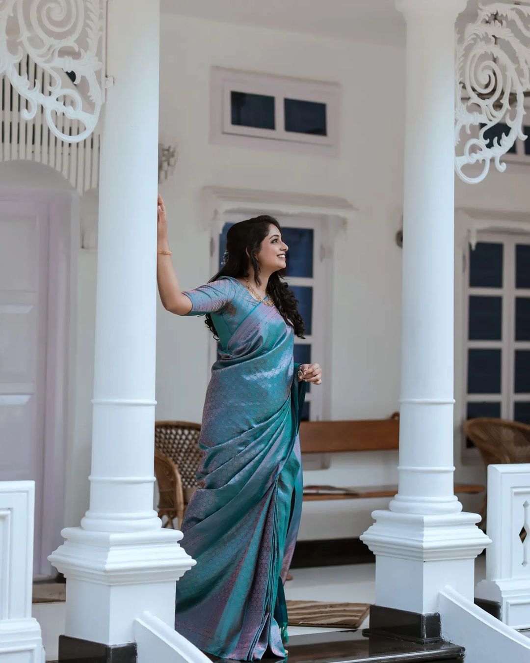 Enthralling Firozi Soft Silk Saree With Unequalled Blouse Piece