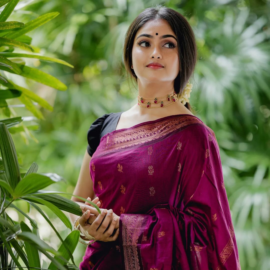 Charming Purple Soft Silk Saree With Palimpsest Blouse Piece