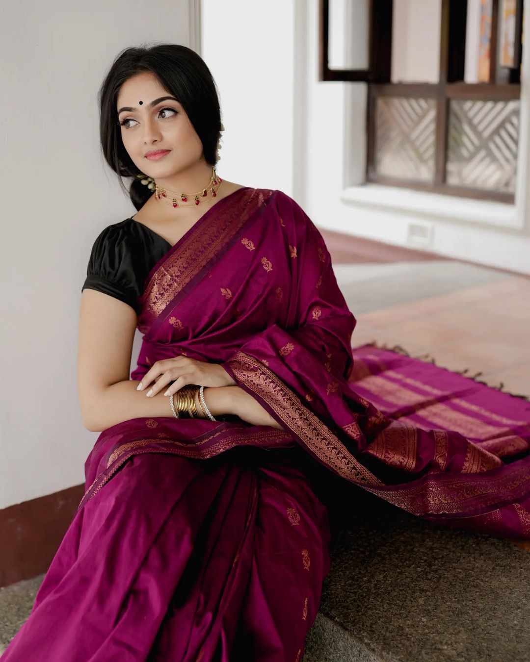 Charming Purple Soft Silk Saree With Palimpsest Blouse Piece